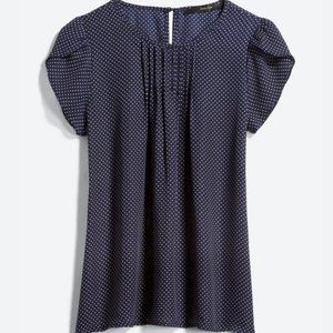 Navy Dot Callum Tulip Sleeve Blouse GUC